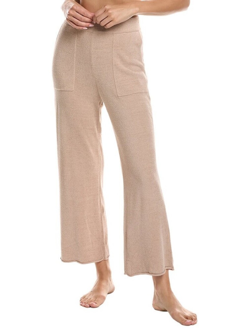 Barefoot Dreams CozyChic Ultra Lite Rolled Edge Ankle Pants XS Taupe